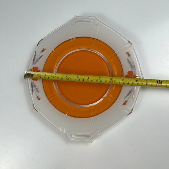 Art Deco handle serving bowl and plate octogonal 30s dish inverted orange paint - Picture 14 of 14